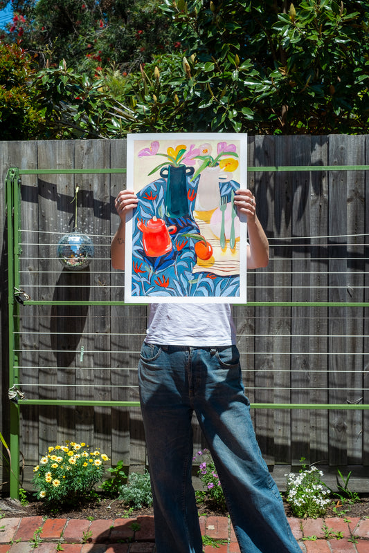 Teapot & Blue Florals original