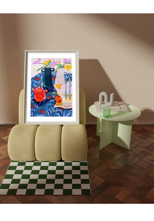 PRE-ORDER: Teapot & Blue Florals A2 print