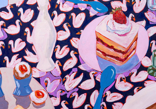 PRE-ORDER: Breakfast Cake & Swans A2 print